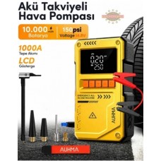 AUHMA A 8822 ARAÇ AKÜ TAKVİYE  HAVA KOMPRESÖRÜ 4 Ü 1 ARADA POWERBANK  LCD EKRAN 150 PSİ  1.KALİTE 