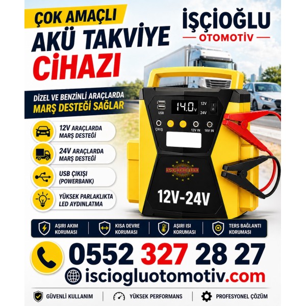CASTU CS79 AKÜ TAKVİYE CİHAZI  12 / 24 VOLT ŞARJLI  98.000 mAH BATARYA  KAMYONT TIR OTOMOBİL İÇİN