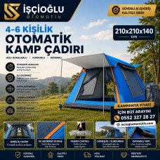 AUHMA AC6636 Otomatik Kamp Çadırı 4-6 KİŞİLİK  210x210x140 cm  Su Geçirmez Oxford Kumaş