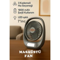 AUHMA Masaüstü Fan AUFN01 Yeni Model 3 Kademeli 7'inc led Işıklı 1800mAh Bataryalı 1700rpm AUHMA Masaüstü Fan AUFN01 Yeni Model 3 Kademeli 7'inc led Işıklı 1800mAh Bataryalı 1700rpm