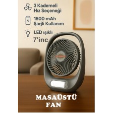 AUHMA Masaüstü Fan AUFN01 Yeni Model 3 Kademeli 7'inc led Işıklı 1800mAh Bataryalı 1700rpm AUHMA Masaüstü Fan AUFN01 Yeni Model 3 Kademeli 7'inc led Işıklı 1800mAh Bataryalı 1700rpm