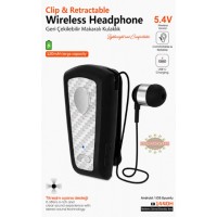 Cep Telefon Kulaklık Makaralı Titreşimli Bluetooth 5.4 Kulaklık Yaka Klipsli Geri Çekilebilir İş Kulaklığı LKB-38