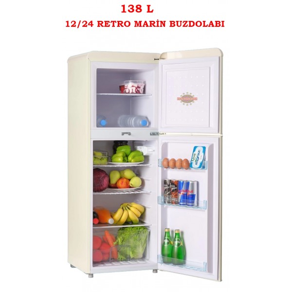 EVACOOL EVA RM 138  RETRO MARİN KARAVAN BUZDOLABI 138 LİTRE   12 / 24 VOLT