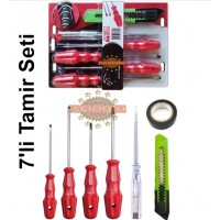 7 Lİ TAMİR SETİ 4 LÜ TORNAVİDA-KONTROL KALEMİ-MAKET BIÇAĞI - İZOLEBANT 7 Lİ TAMİR SETİ 4 LÜ TORNAVİDA-KONTROL KALEMİ-MAKET BIÇAĞI - İZOLEBANT